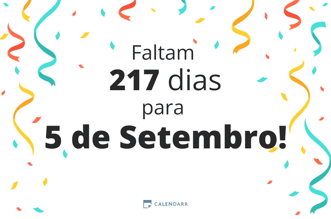 Descobre quantos dias faltam para 5 de Setembro - Calendarr