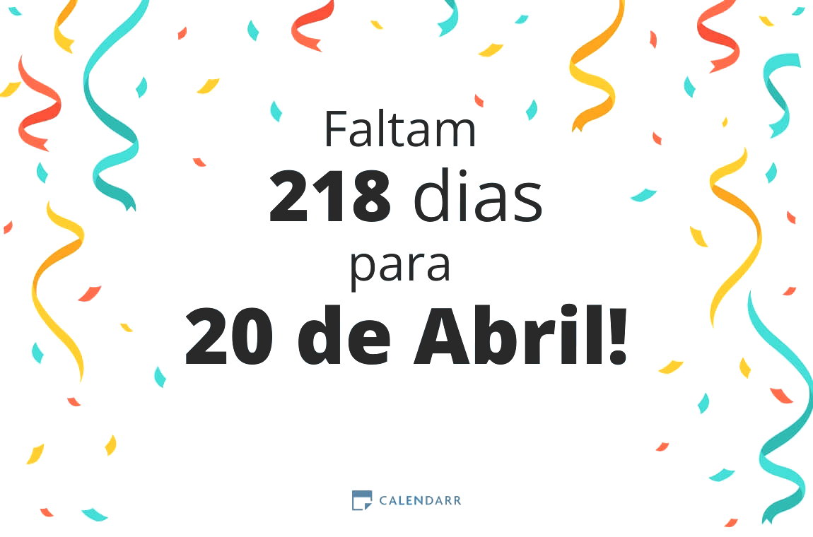 Descubra quantos dias faltam para 20 de Abril - Calendarr