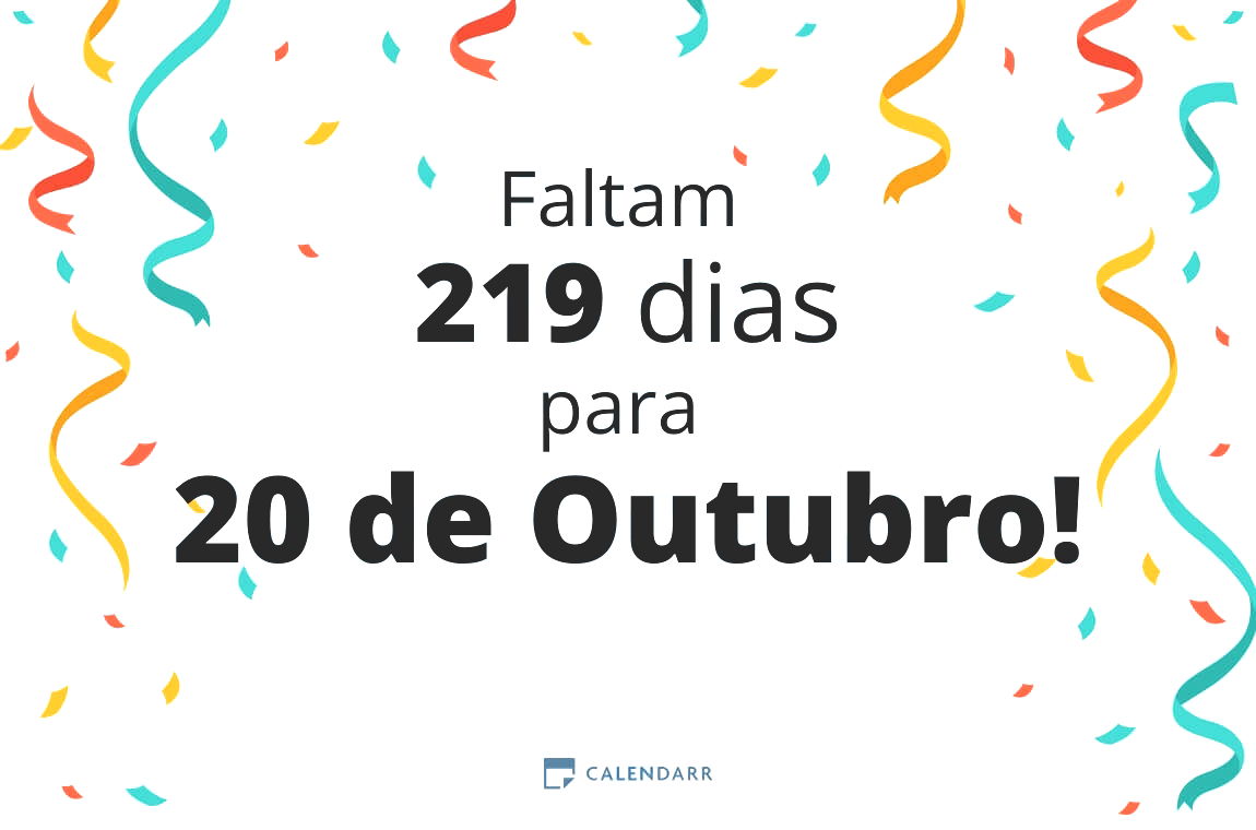 Descobre quantos dias faltam para 20 de Outubro - Calendarr