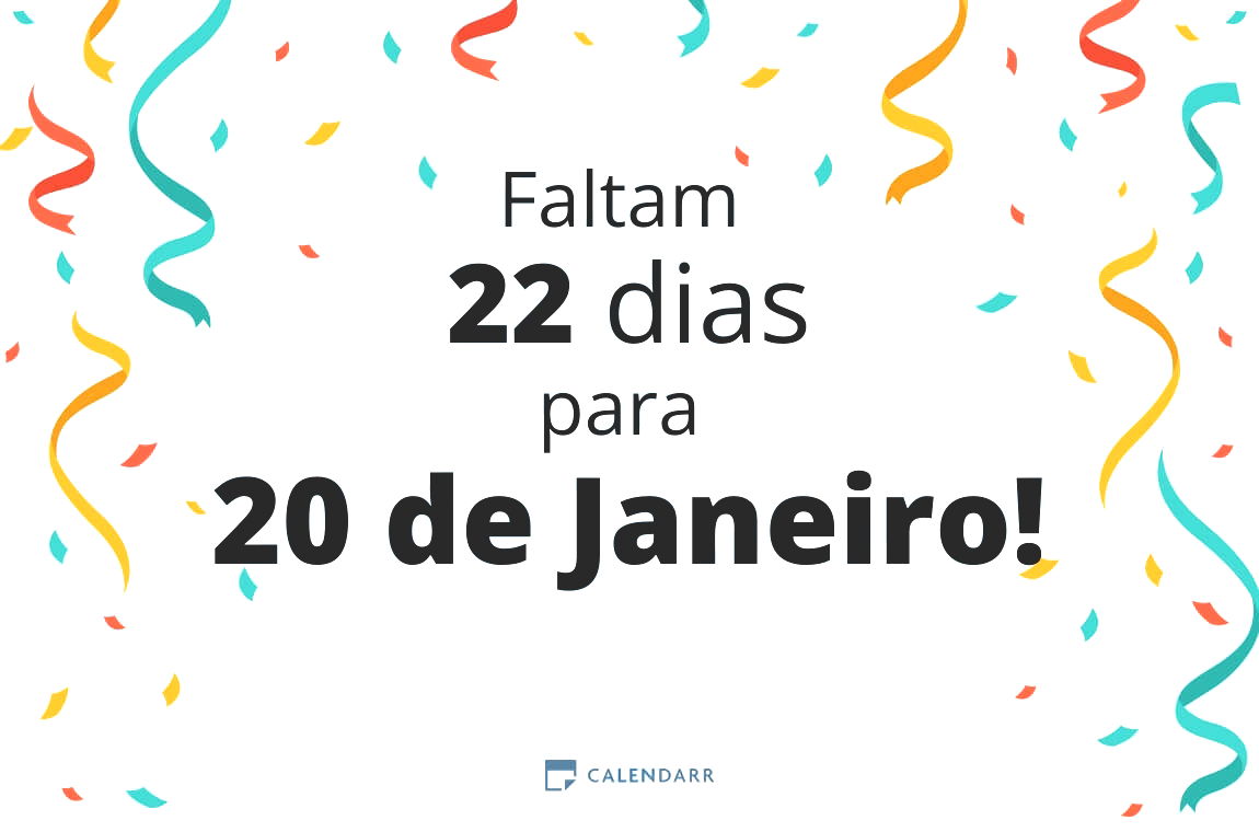 Descobre quantos dias faltam para 20 de Janeiro - Calendarr