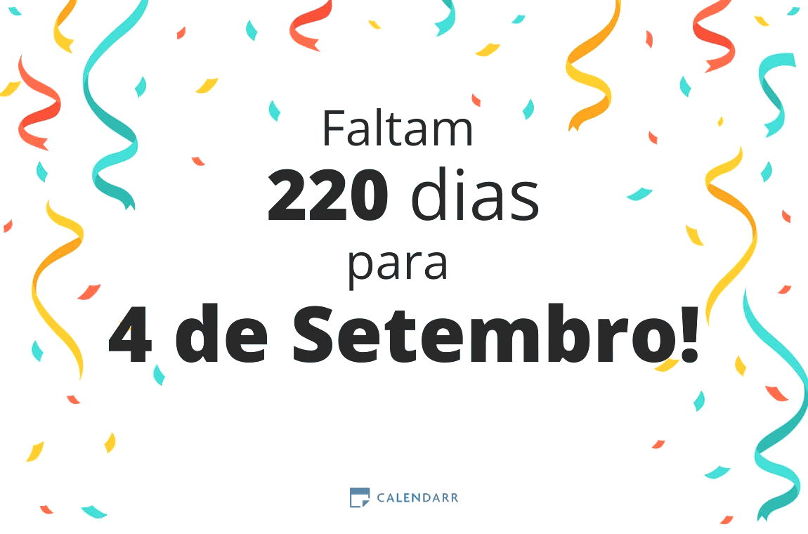 Descubra quantos dias faltam para 4 de Setembro - Calendarr