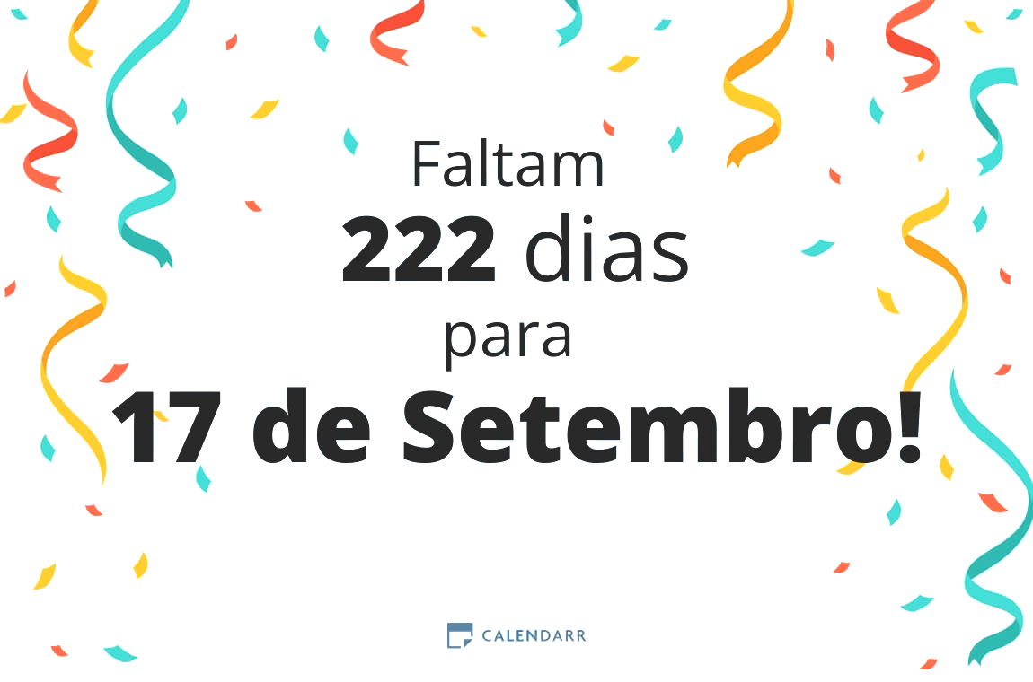 Descobre quantos dias faltam para 17 de Setembro - Calendarr