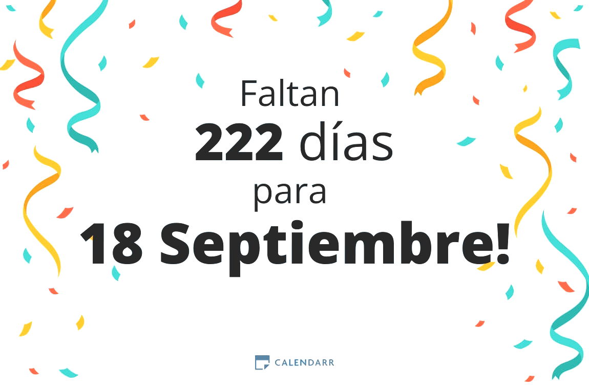 Descubre cuántos días faltan para 18 Septiembre - Calendarr