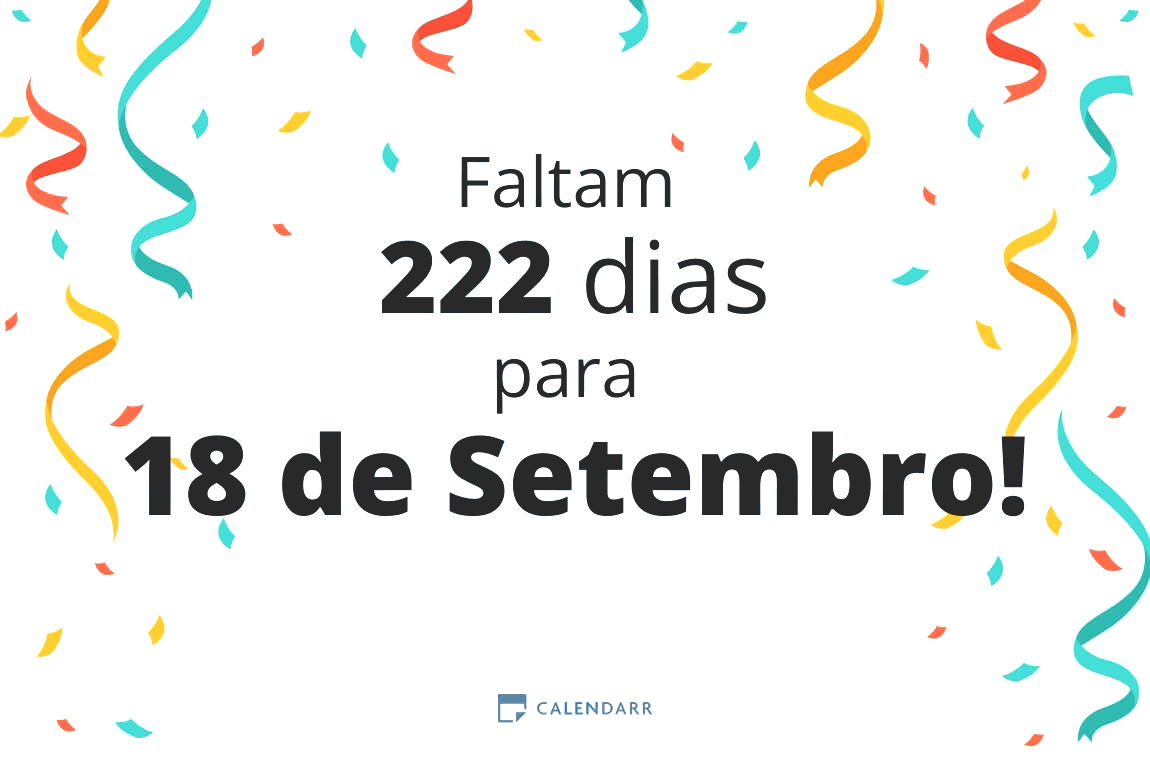 Descobre quantos dias faltam para 18 de Setembro - Calendarr