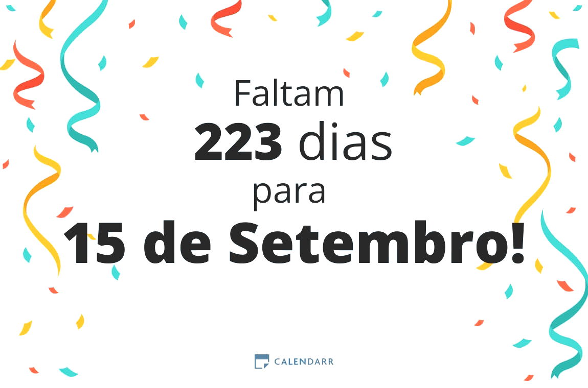 Descubra quantos dias faltam para 15 de Setembro - Calendarr