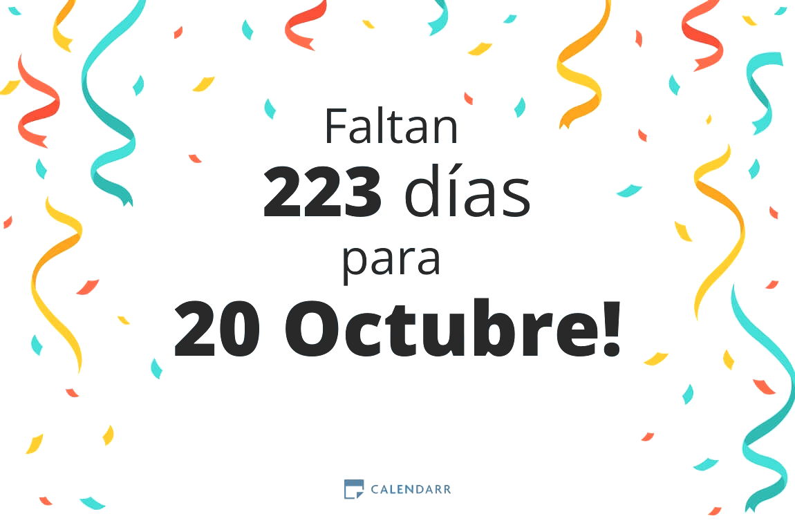 Descubre cuántos días faltan para 20 Octubre - Calendarr