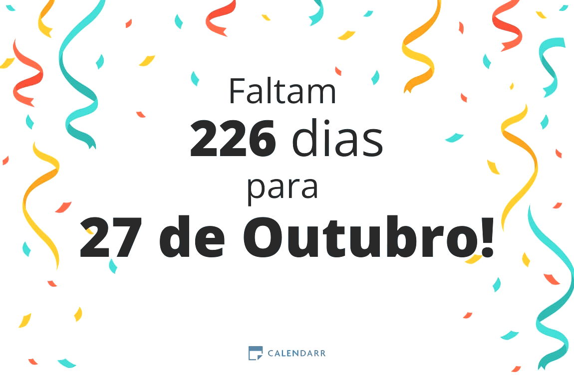 Descubra quantos dias faltam para 27 de Outubro - Calendarr