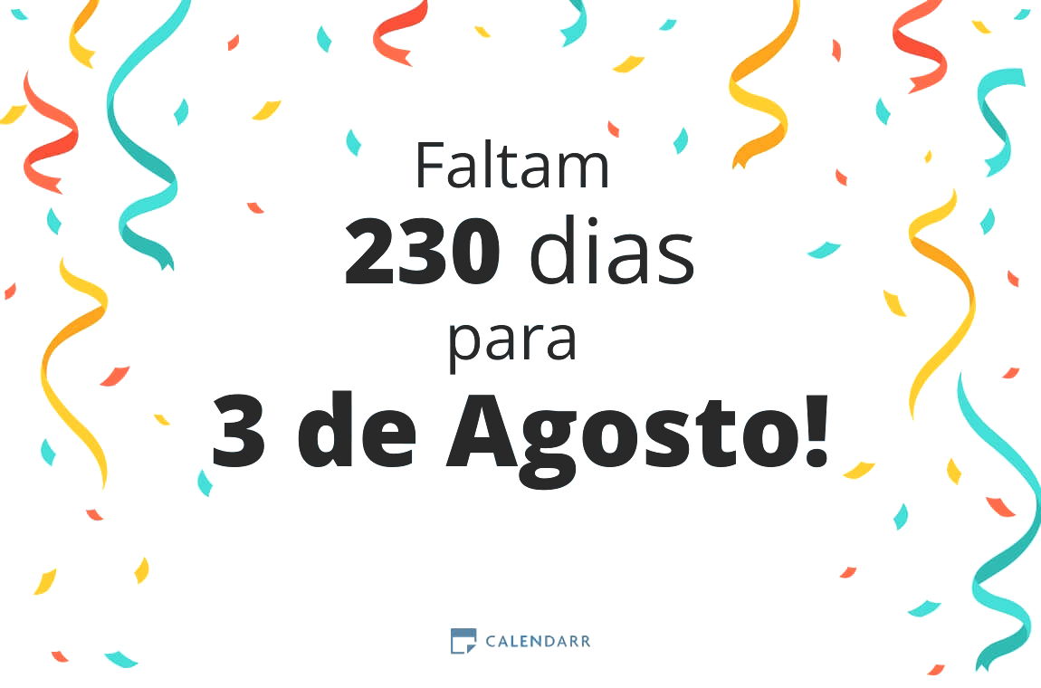 Descubra quantos dias faltam para 3 de Agosto - Calendarr
