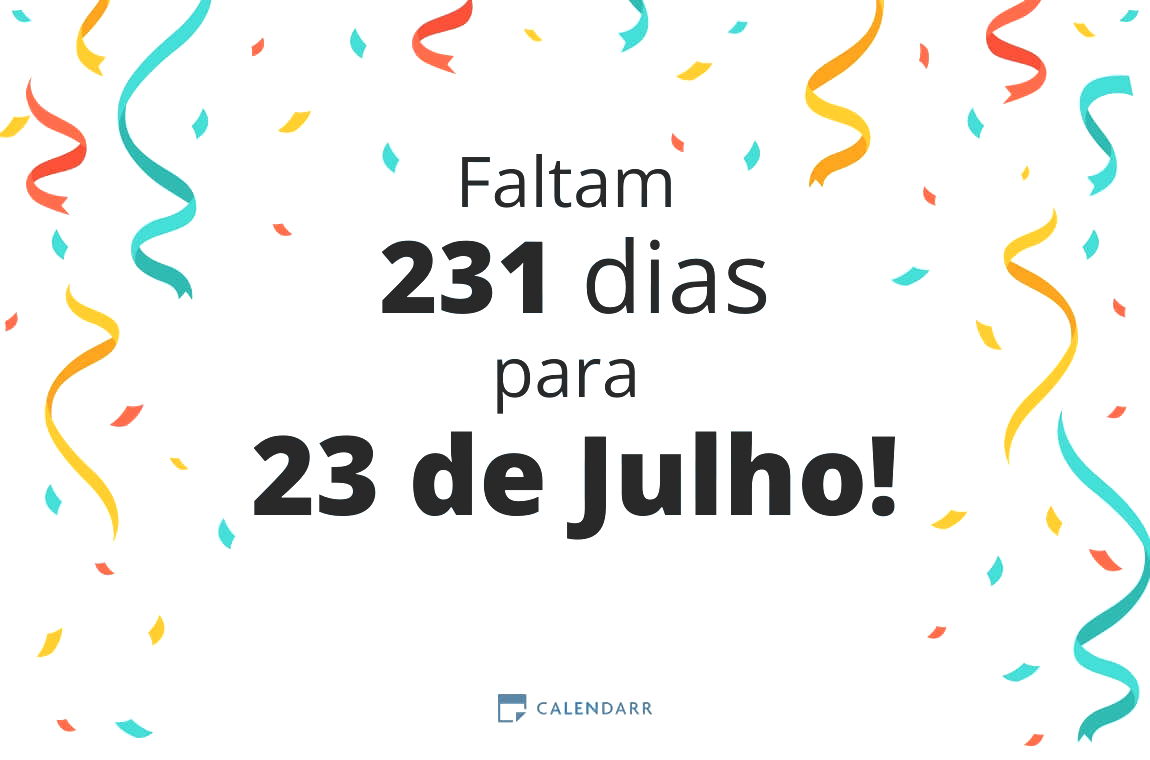 Descubra quantos dias faltam para 23 de Julho - Calendarr