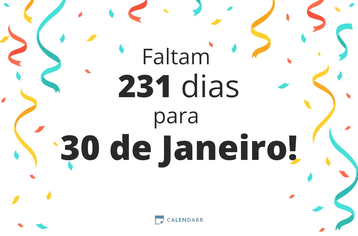 Descubra quantos dias faltam para 30 de Janeiro - Calendarr