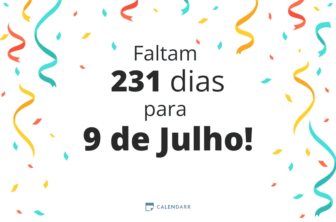 Descubra quantos dias faltam para 9 de Julho - Calendarr