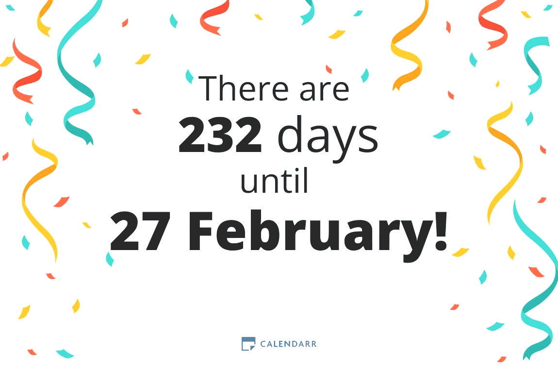 How many days until 27 February Calendarr