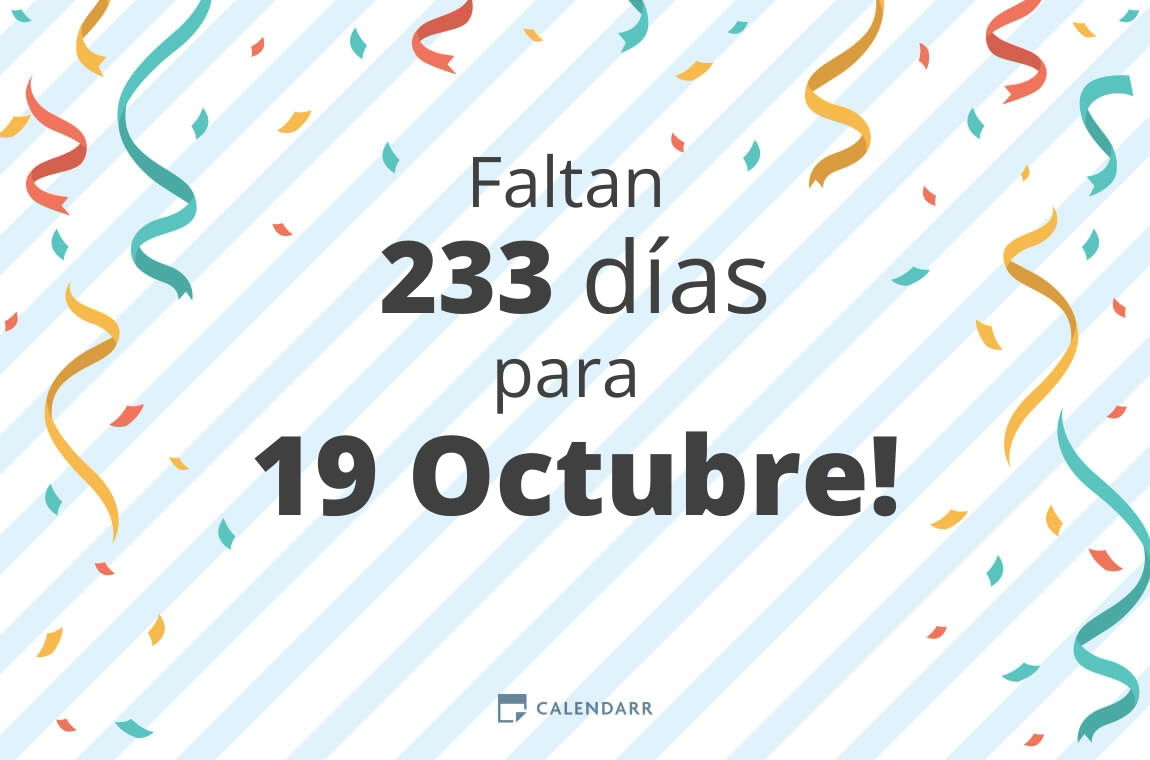 Descubre cuántos días faltan para 19 Octubre Calendarr Descubre cuántos días faltan para 19 Octubre Calendarr