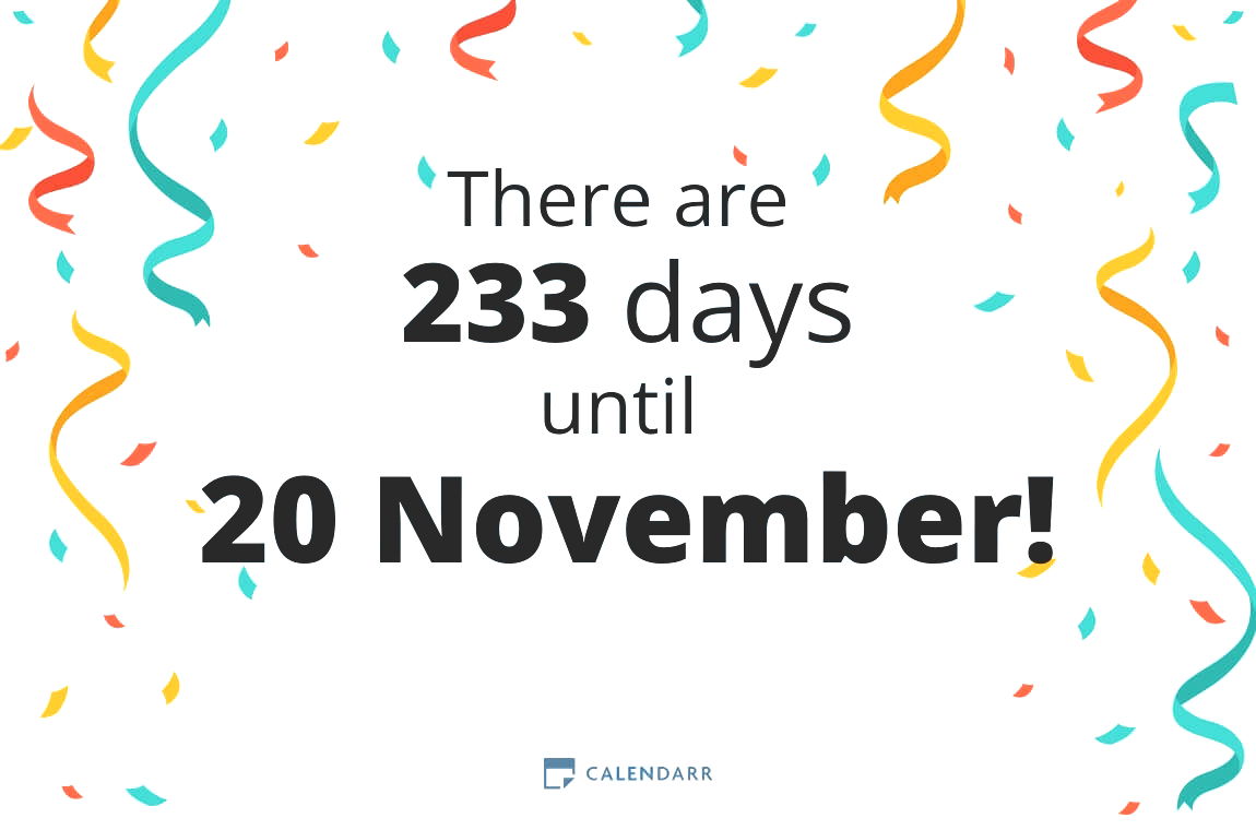How many days until 20 November - Calendarr
