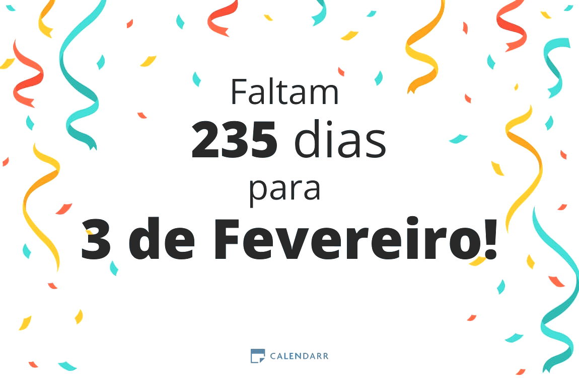 Descubra quantos dias faltam para 3 de Fevereiro - Calendarr