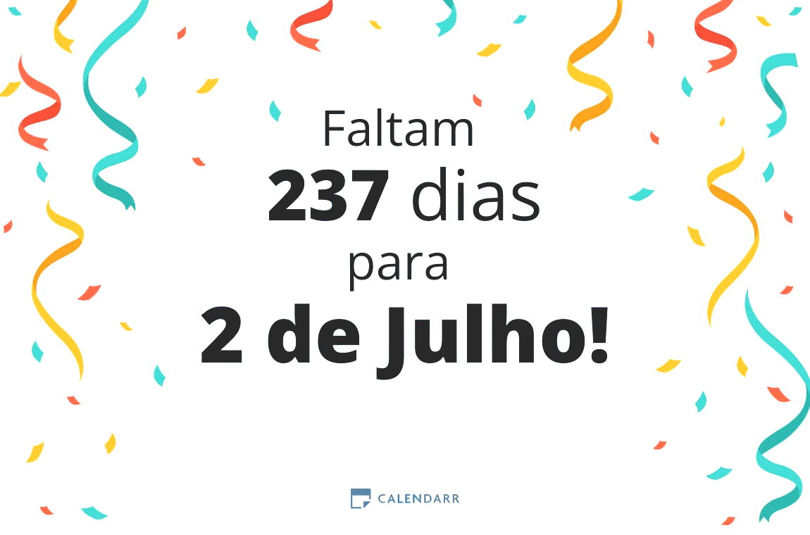Descobre quantos dias faltam para 2 de Julho - Calendarr