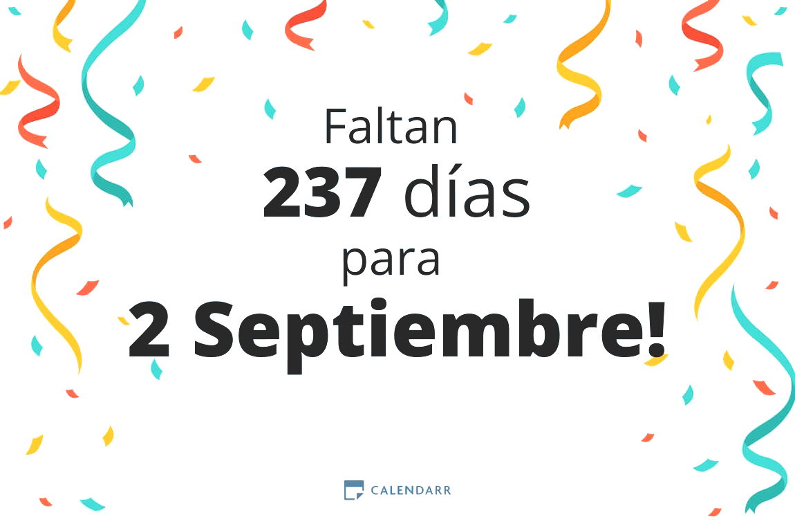 Descubre cuántos días faltan para 2 Septiembre - Calendarr