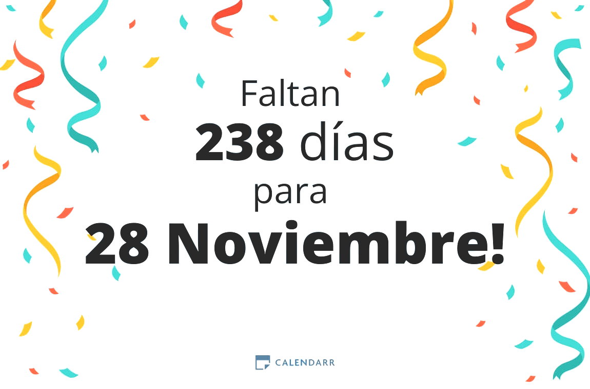 Descubre cuántos días faltan para 28 Noviembre - Calendarr