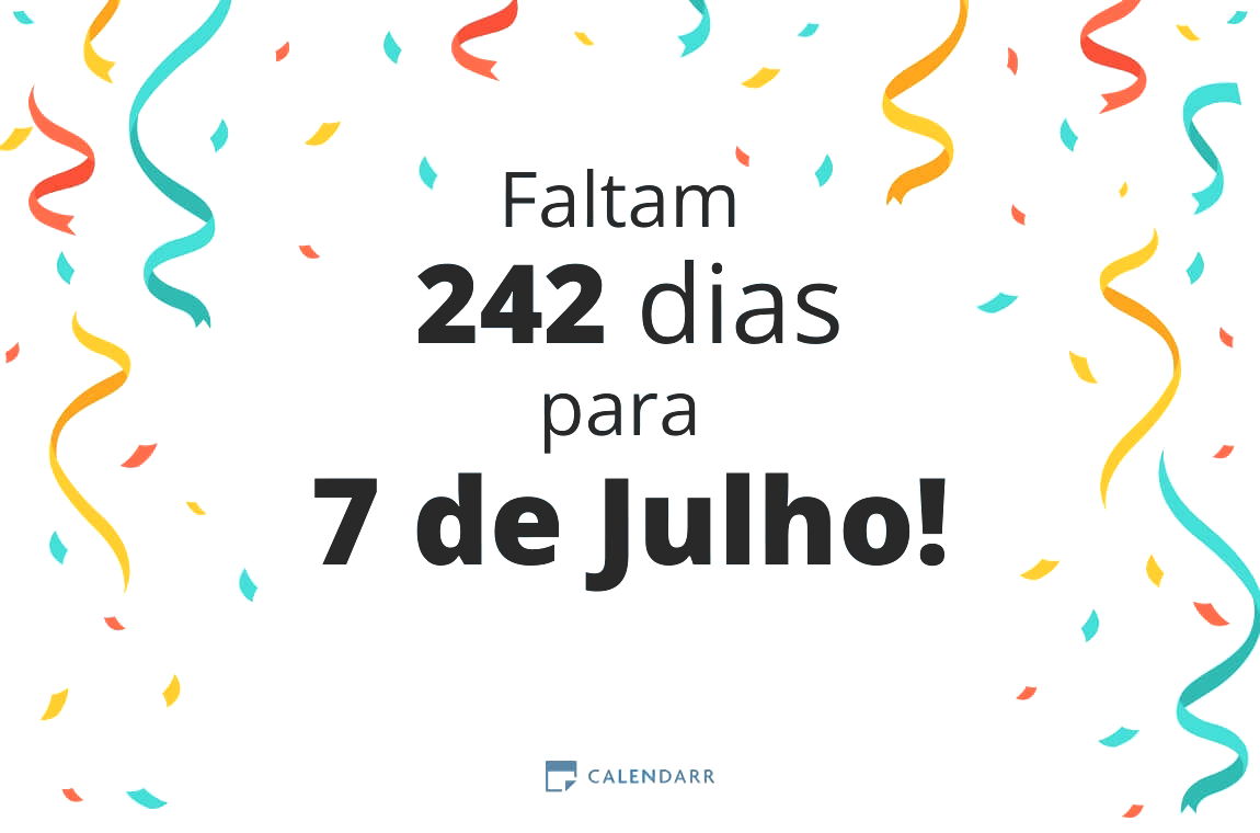 Descubra quantos dias faltam para 7 de Julho - Calendarr