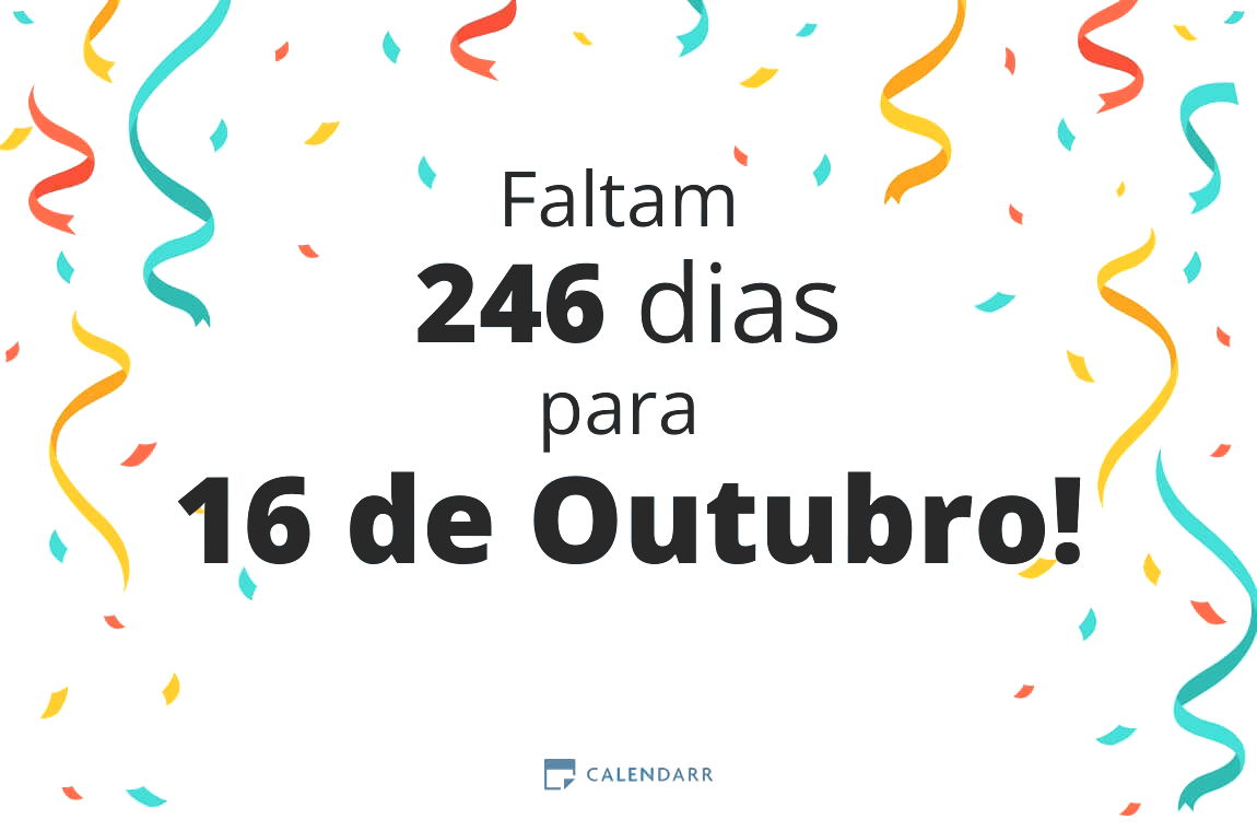 Descobre quantos dias faltam para 16 de Outubro - Calendarr