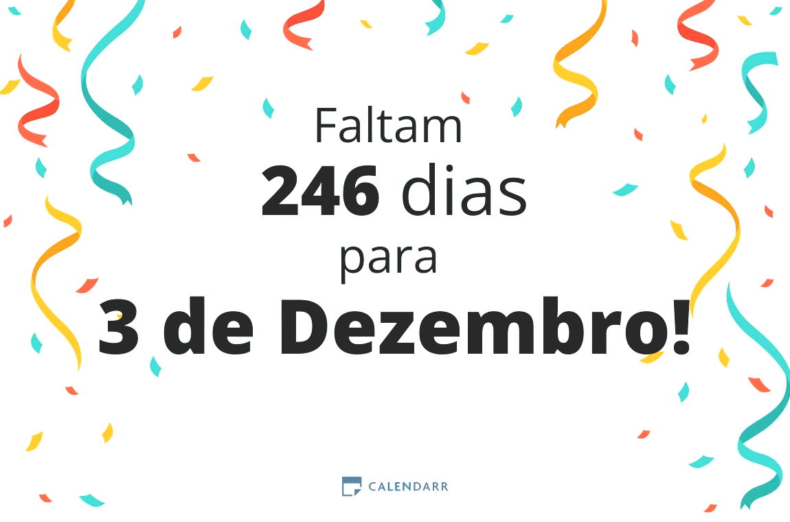 Descubra quantos dias faltam para 3 de Dezembro - Calendarr