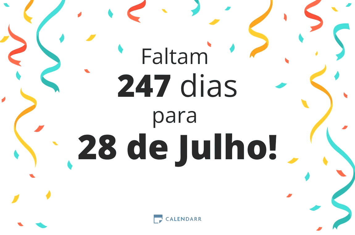 Descubra quantos dias faltam para 28 de Julho - Calendarr