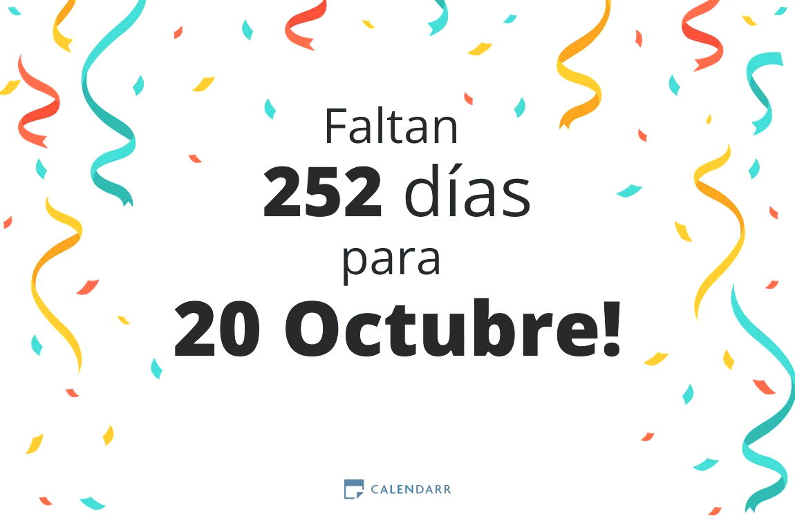 Descubre cuántos días faltan para 20 Octubre - Calendarr