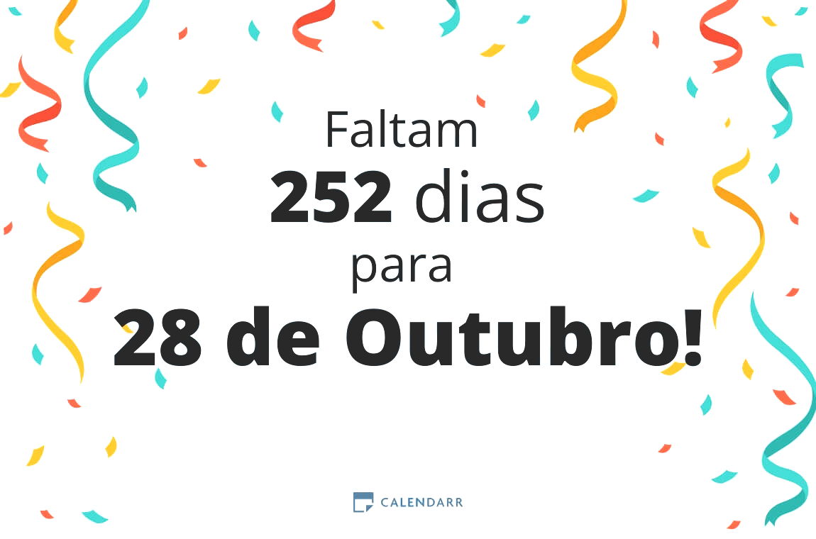 Descobre quantos dias faltam para 28 de Outubro - Calendarr
