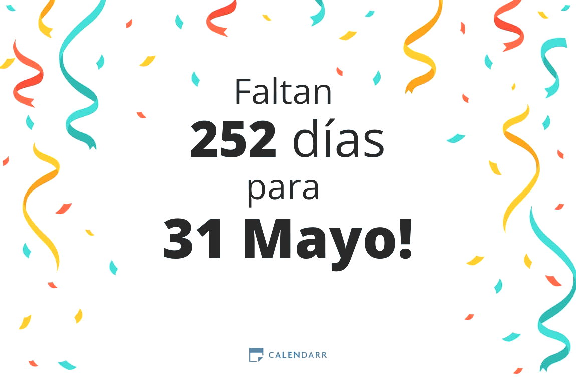Descubre cuántos días faltan para 31 Mayo - Calendarr