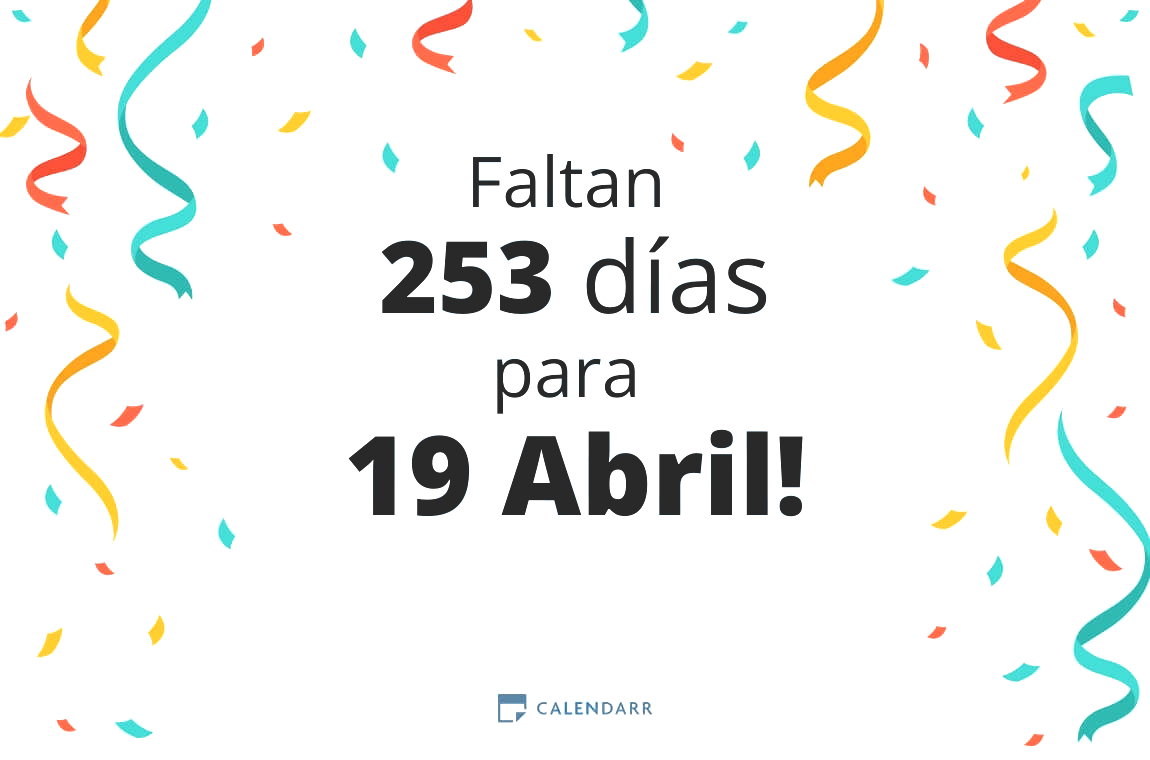 Descubre cuántos días faltan para 19 Abril - Calendarr