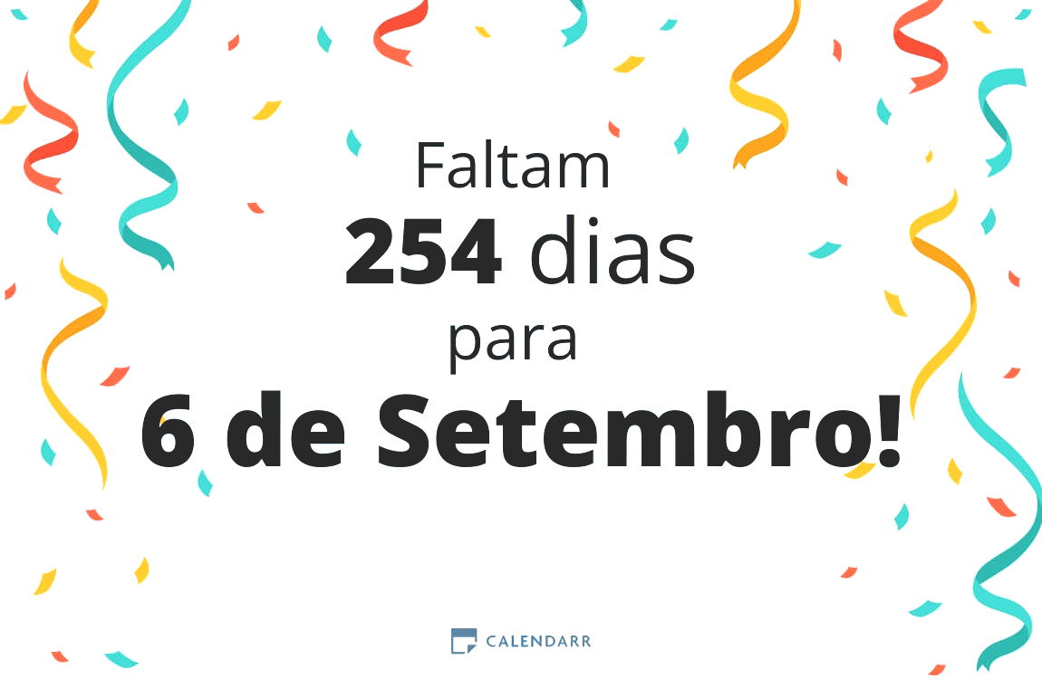 Descubra quantos dias faltam para 6 de Setembro - Calendarr