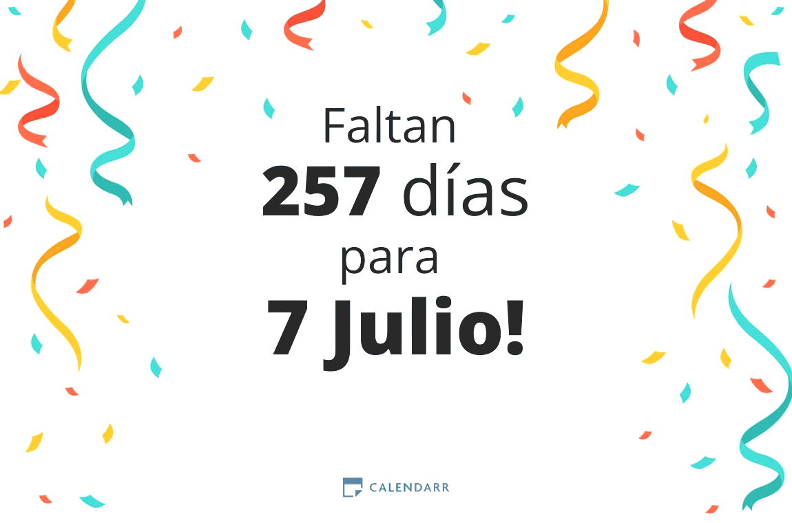 Descubre cuántos días faltan para 7 Julio Calendarr