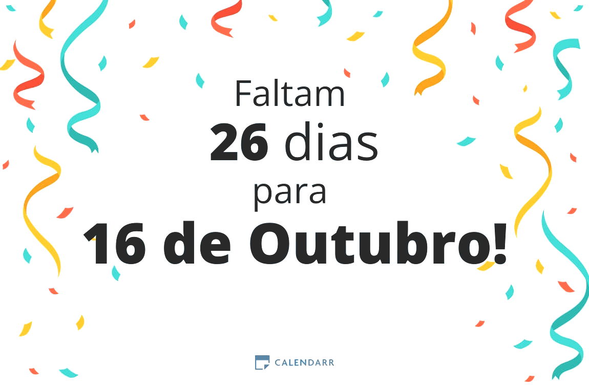 Descobre quantos dias faltam para 16 de Outubro - Calendarr