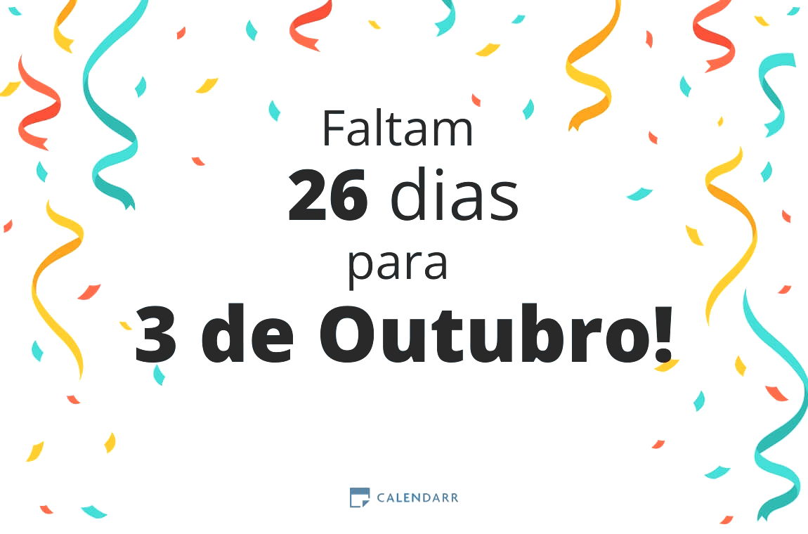 Descubra quantos dias faltam para 3 de Outubro - Calendarr