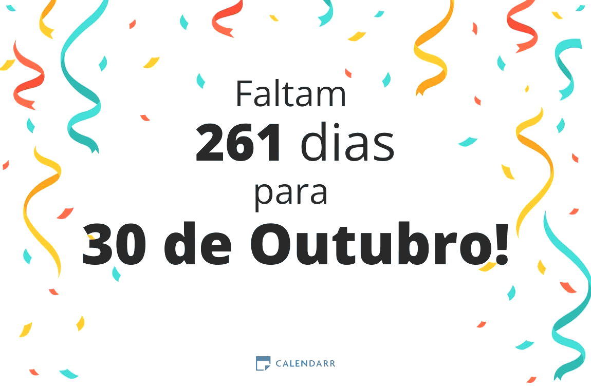 Descobre quantos dias faltam para 30 de Outubro - Calendarr