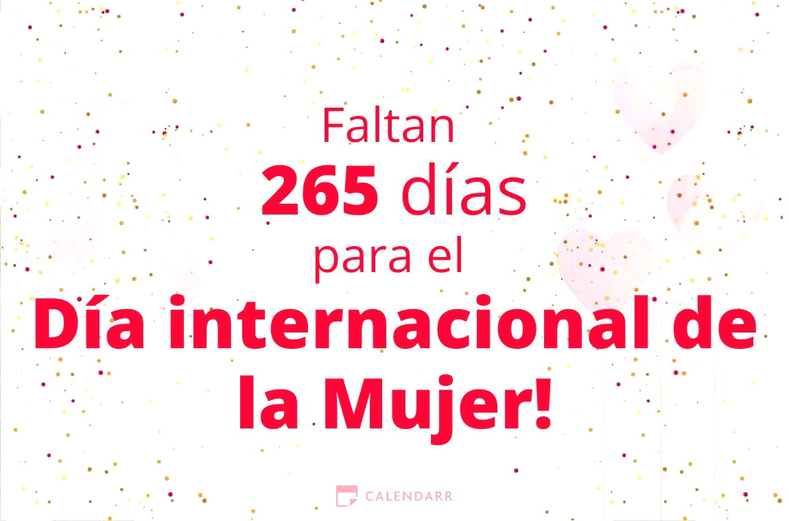 Descubre cuántos días faltan para  el Día internacional de la Mujer - Calendarr