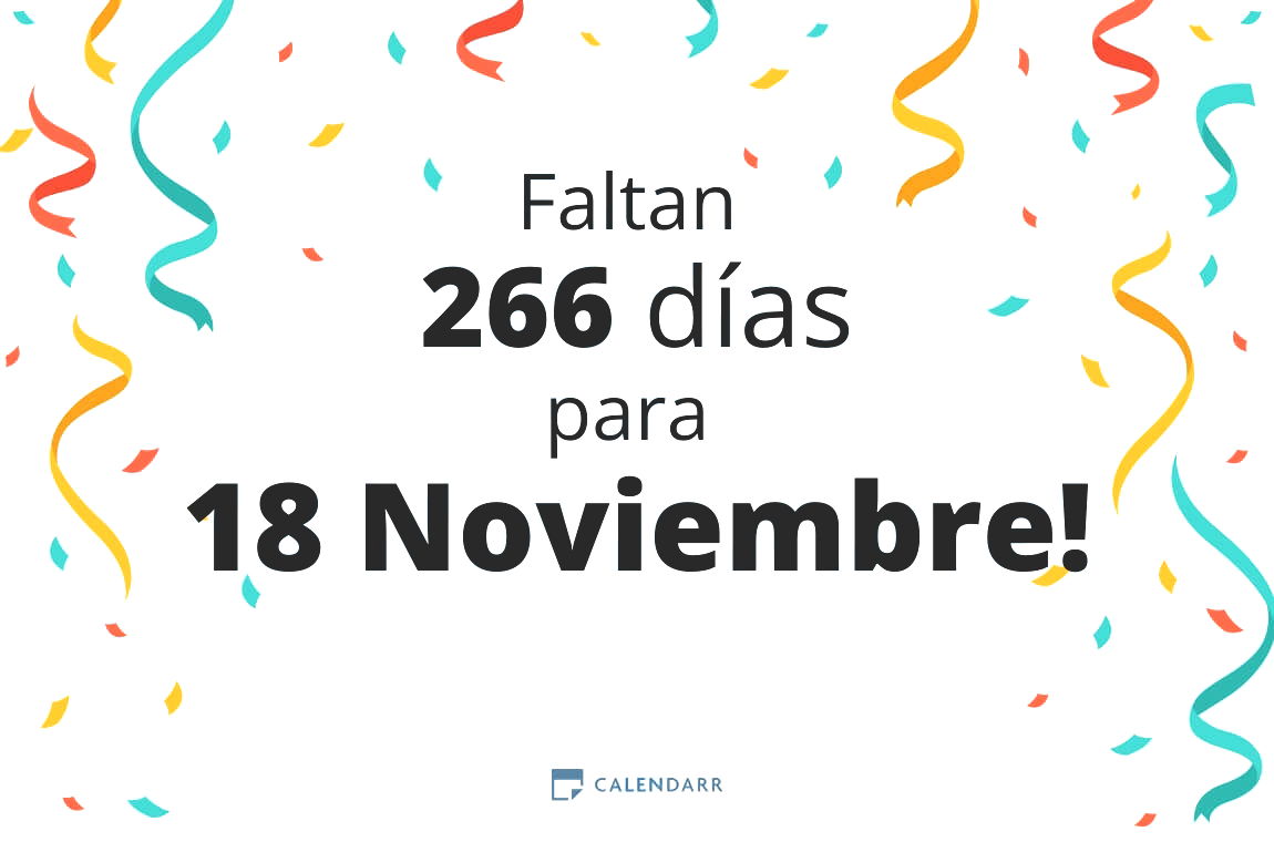 Descubre cuántos días faltan para 18 Noviembre - Calendarr