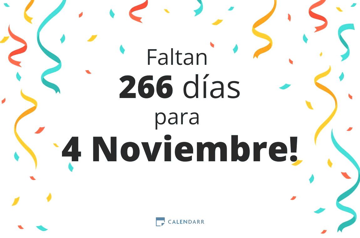 Descubre cuántos días faltan para 4 Noviembre - Calendarr