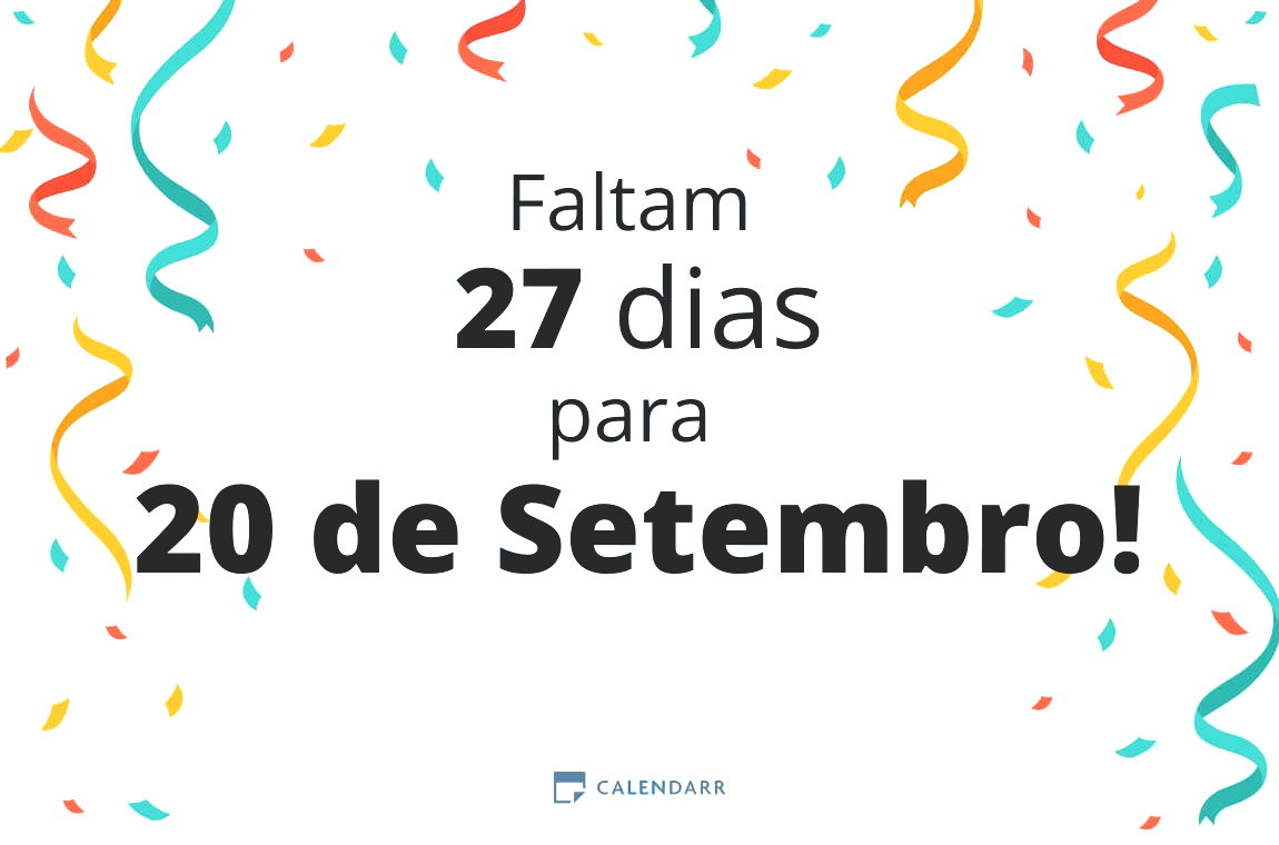 Descubra quantos dias faltam para 20 de Setembro - Calendarr