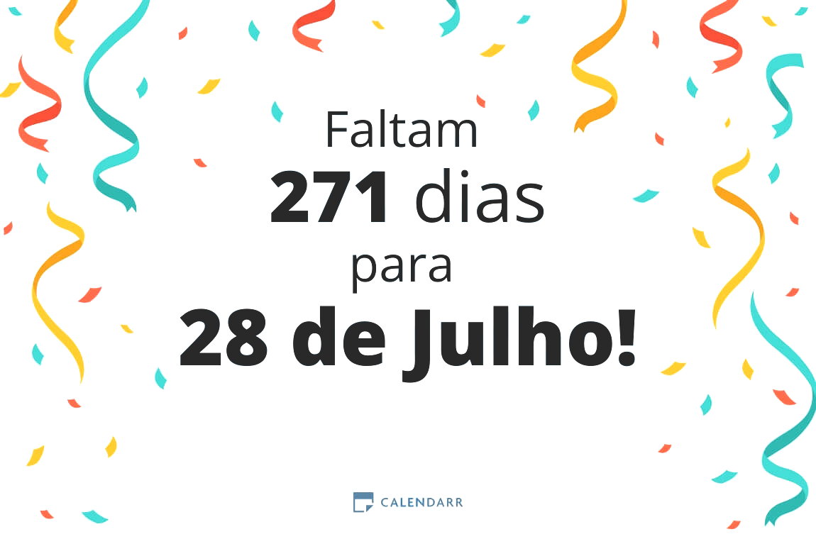 Descubra quantos dias faltam para 28 de Julho - Calendarr