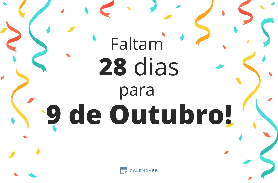 Descobre quantos dias faltam para 9 de Outubro - Calendarr