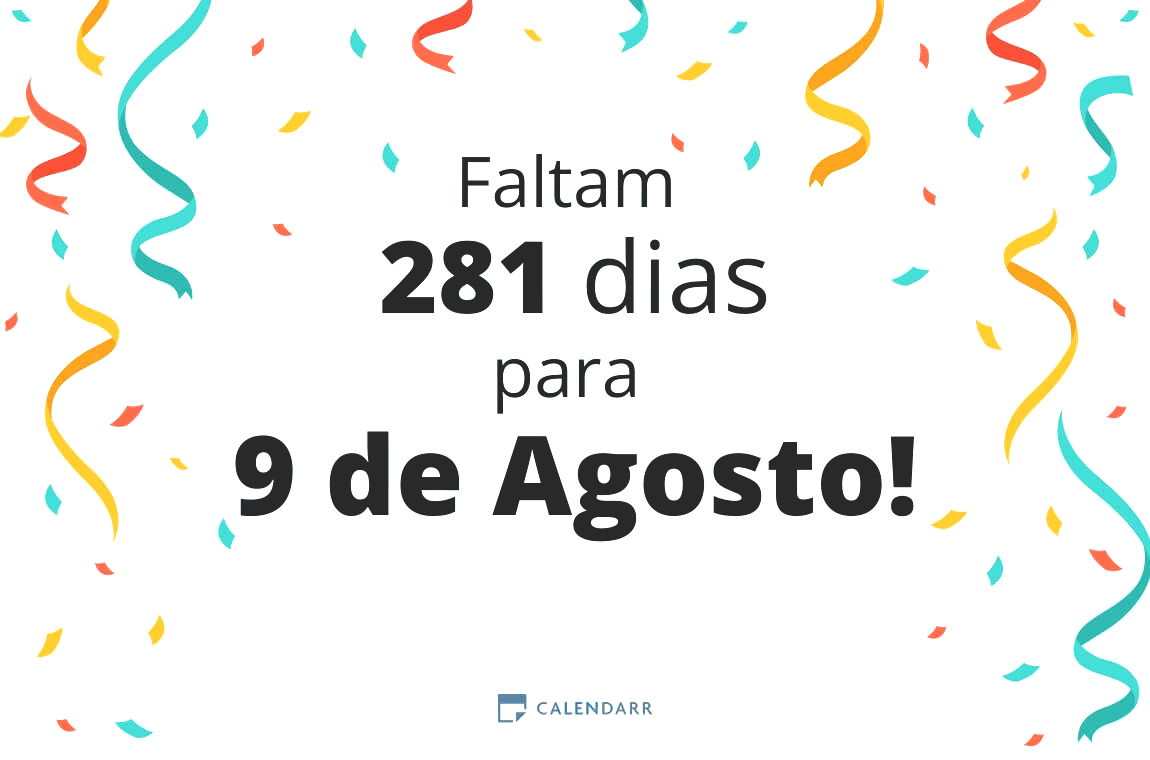 Descubra quantos dias faltam para 9 de Agosto - Calendarr
