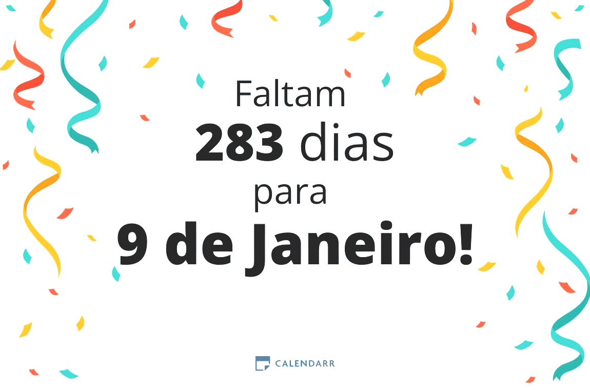 Descobre quantos dias faltam para 9 de Janeiro - Calendarr