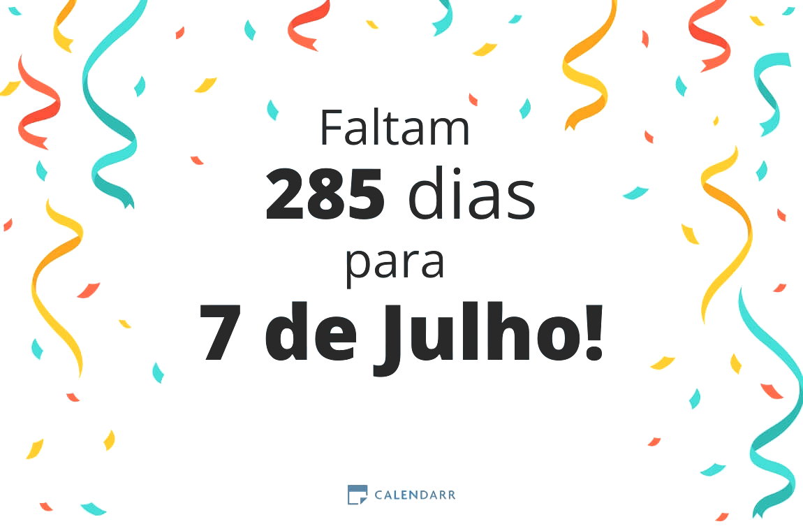 Descobre quantos dias faltam para 7 de Julho - Calendarr
