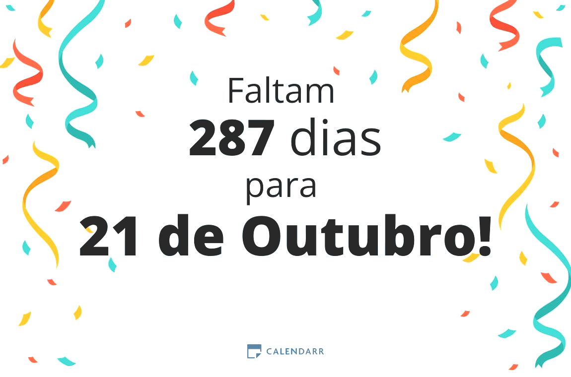 Descobre quantos dias faltam para 21 de Outubro - Calendarr