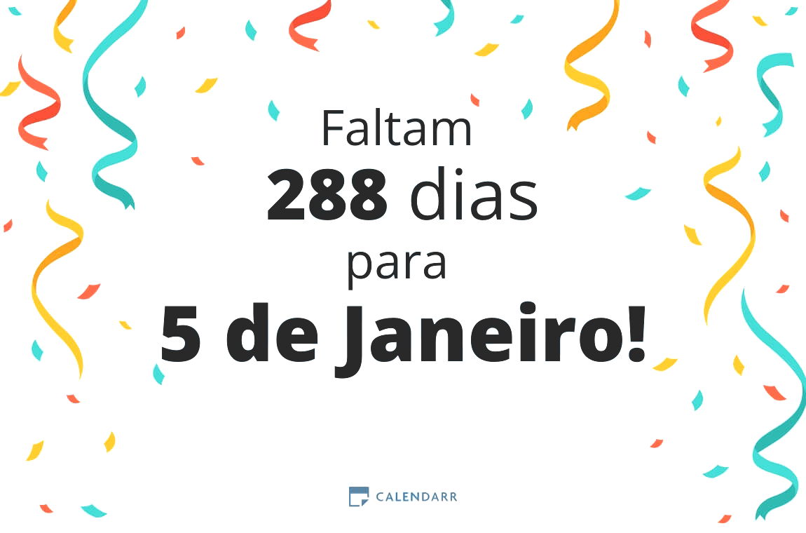 Descubra quantos dias faltam para 5 de Janeiro - Calendarr