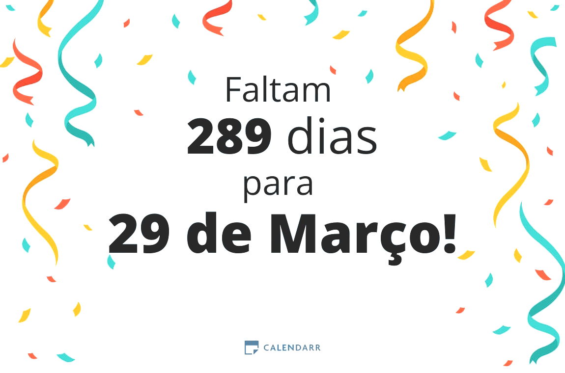 Descubra quantos dias faltam para 29 de Março - Calendarr