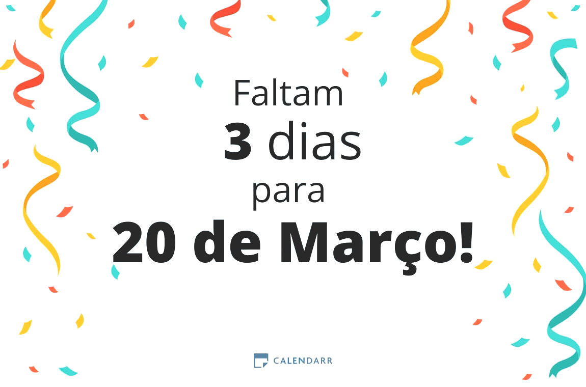 Descobre quantos dias faltam para 20 de Março - Calendarr