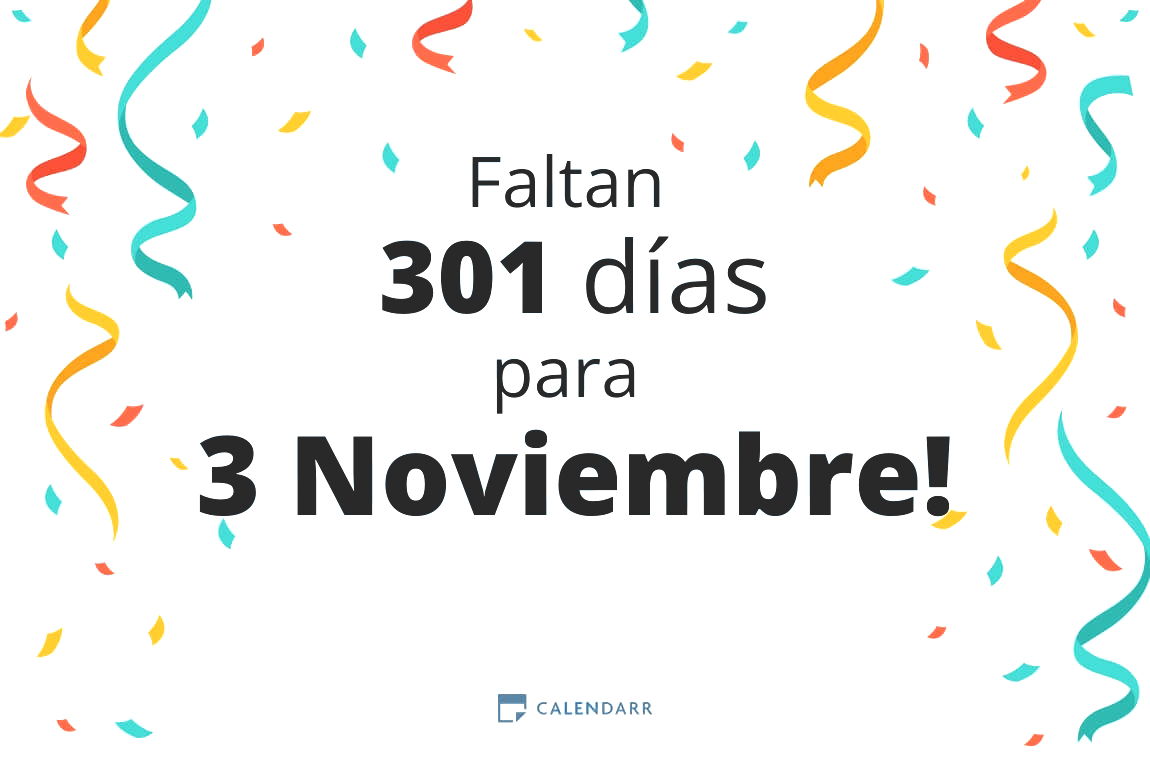 Descubre cuántos días faltan para 3 Noviembre - Calendarr