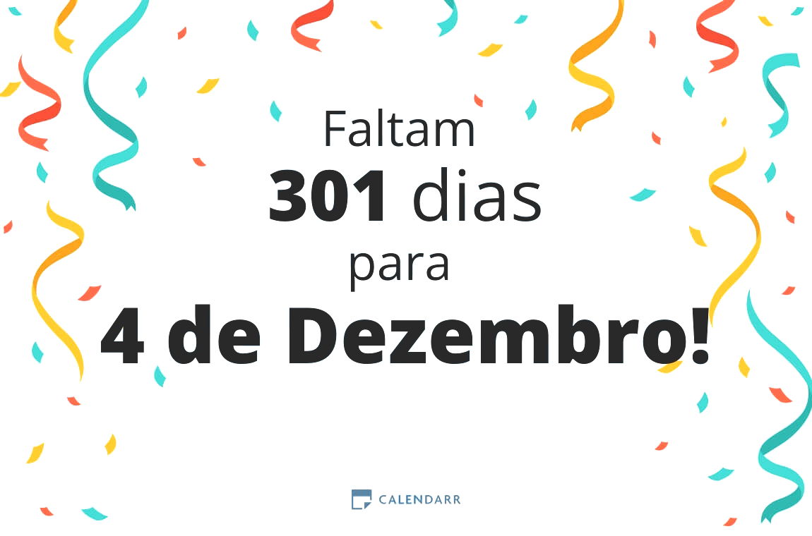 Descubra quantos dias faltam para 4 de Dezembro - Calendarr